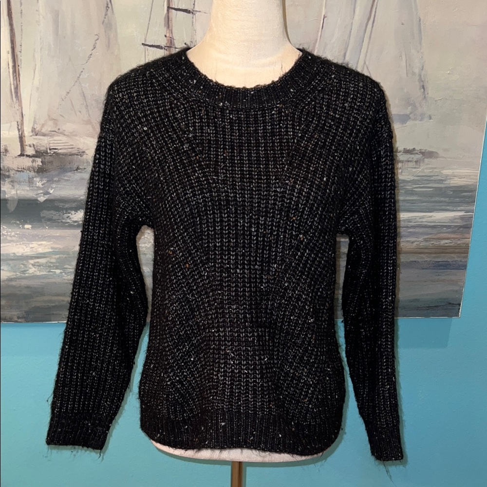 Girl’s Copper Key Black Fuzzy Sweater, XL
